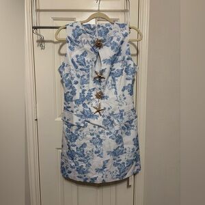 Commense Blue Floral Mini Dress